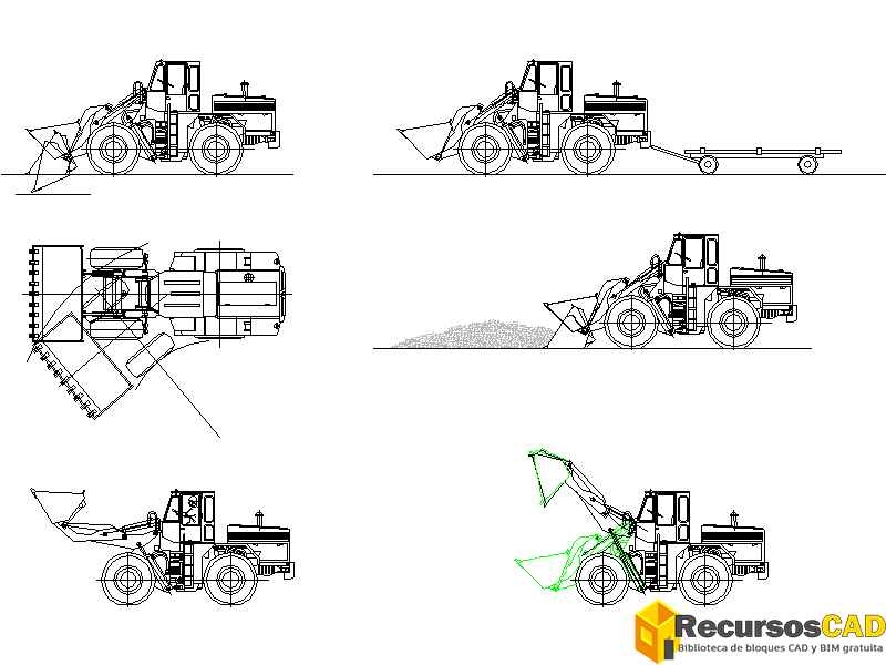 Bloques DWG Maquinaria pala cargadora Caterpillar