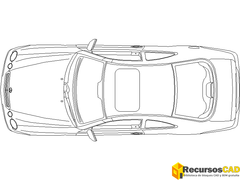Bloques DWG de Vehículo o Automóvil Mercedes Clase E vista en planta
