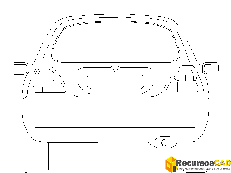 Bloques DWG de Vehículo o Automóvil vista posterior