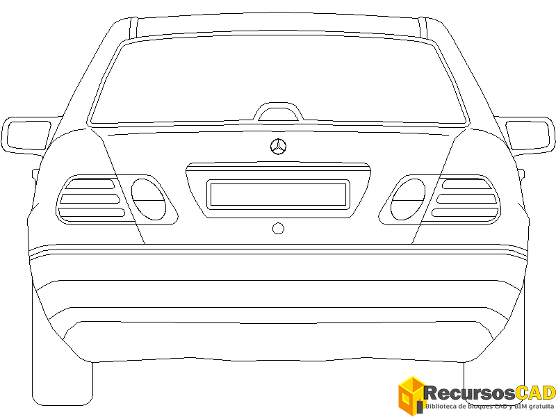 Bloques DWG de Vehículo o Automóvil Mercedes Clase E vista posterior