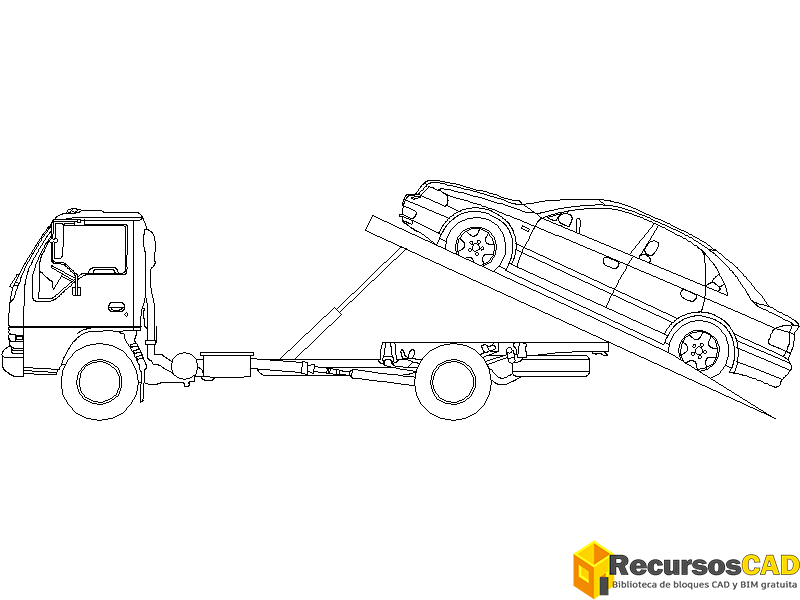 Bloques DWG de Camión plataforma vista lateral