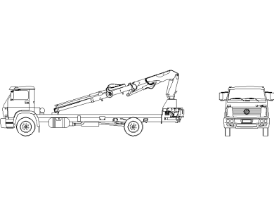 Descarga Bloques CAD Camión grúa vistas lateral y frontal