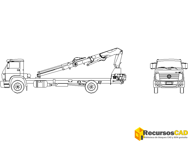 Descarga Bloques CAD Camión grúa vistas lateral y frontal