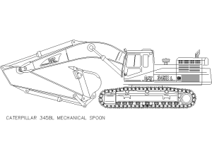 Excavadora Caterpillar DWG gratis (vista lateral para AutoCAD)