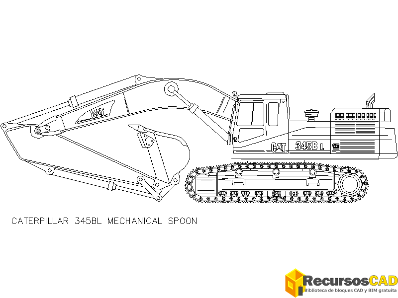 excavadora caterpillar - descarga bloques DWG gratis para AutoCAD