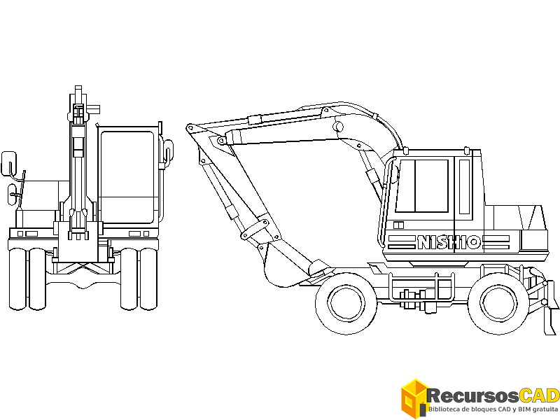 excavadora hidráulica (planos completos) - descarga bloques DWG gratis para AutoCAD