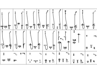 Bloques AutoCAD DWG de Grifos de Ducha y Baño