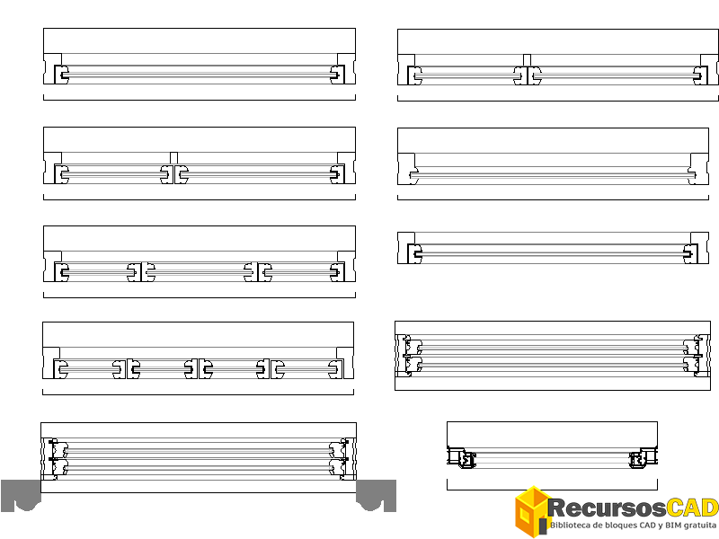 Bloques DWG de Ventanas en Vista Planta para AutoCAD 2D Gratis