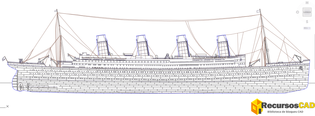 Bloque CAD en DWG del Titanic