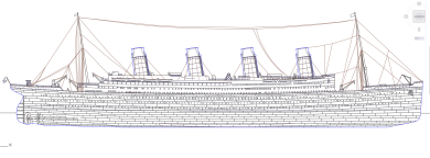 Descarga Bloque CAD en DWG del Titanic para AutoCAD con Vistas Lateral y Alzado