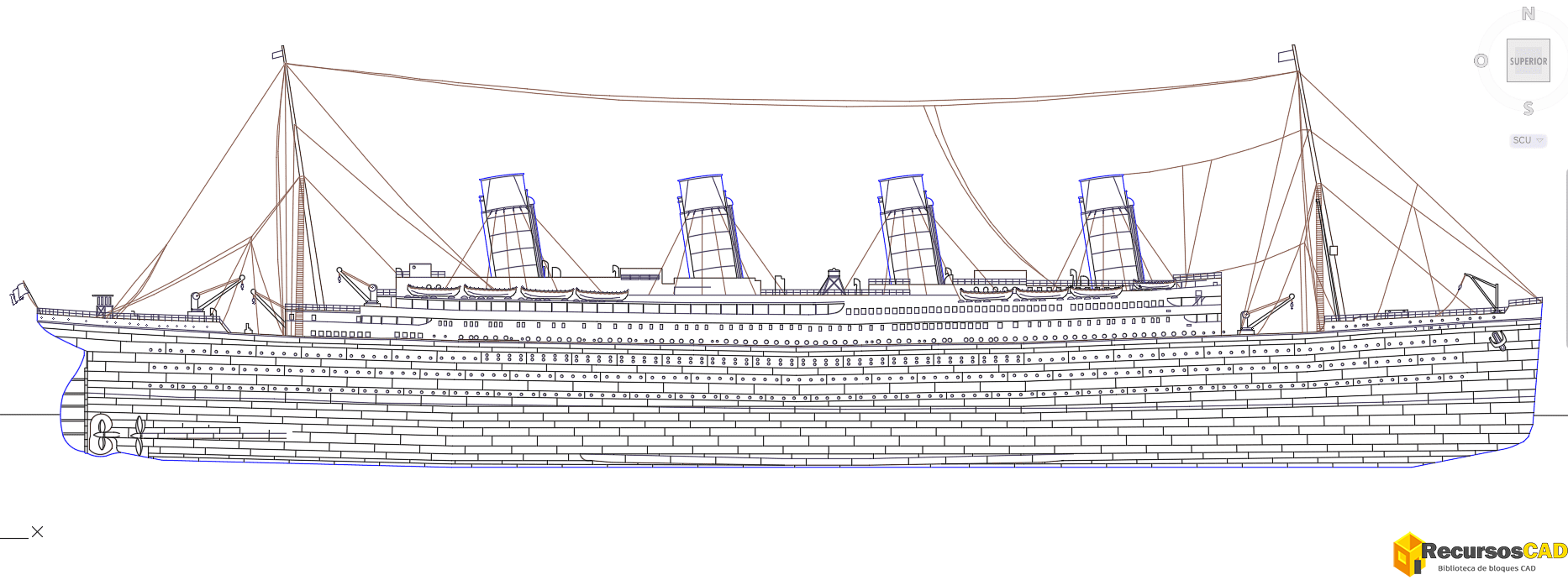 Bloque CAD en DWG del Titanic