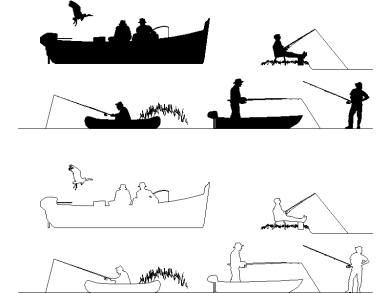 Bloques DWG de pescadores y escenas de pesca