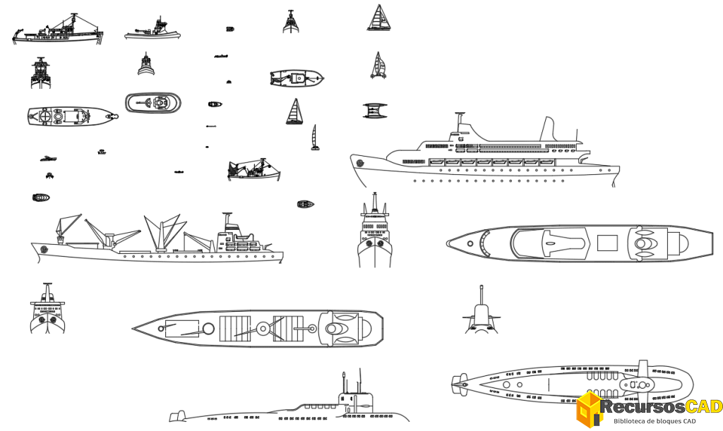 bloques dwg transporte marítimo