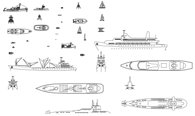 Bloques DWG de conjunto de barcos para AutoCAD