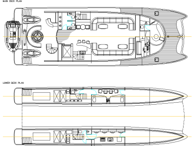 Bloques DWG de Barco Catamarán