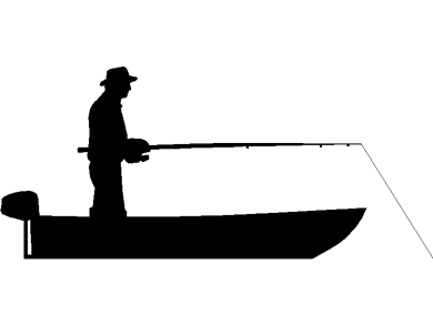 Silueta de personas pescando desde una barca