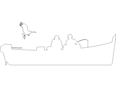 Silueta de garza y 2 personas pescando