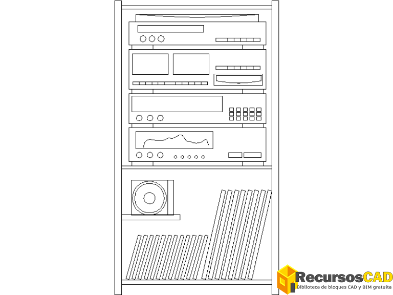 Audio Rack Dwg Equipos de audio, bocinas para AutoCAD dwg - RecursosCAD