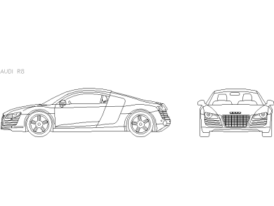 Bloques AutoCAD en formato DWG Audi R8 frontal y lateral