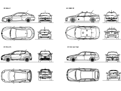 Dibujo CAD en DWG del Alfa Romeo