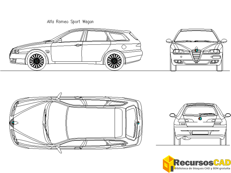 Bloque DWG Gratis de Alfa Romeo GT, 159, MiTo y Sport Wagon - RecursosCAD