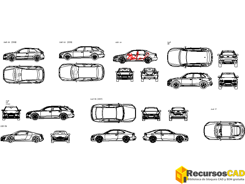 Dibujos dwg Autocad de vehículos Audi