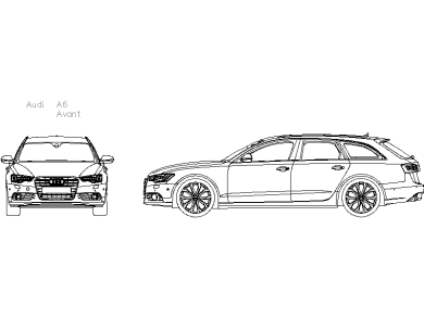 Bloques AutoCAD en formato DWG Audi A6 Avant vistas en frontal y lateral