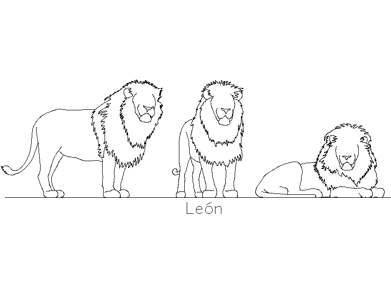 León en Alzado Lateral: Descarga Bloques AutoCAD