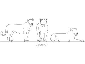 Bloque DWG de leona en vista alzado lateral