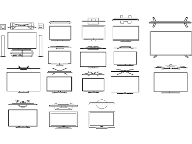 Colección de Bloques CAD de TV o Televisores en Formato DWG AutoCAD