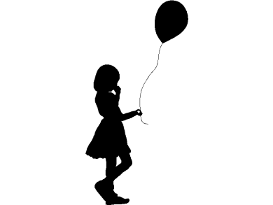 Bloques DWG Siluetas Sombreadas de Niña con un globo