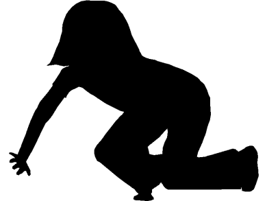 Bloques DWG Siluetas Sombreadas de Niña agachada