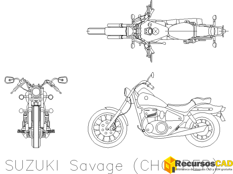 Bloques CAD de Motocicletas en DWG AutoCAD 2D Gratis - RecursosCAD