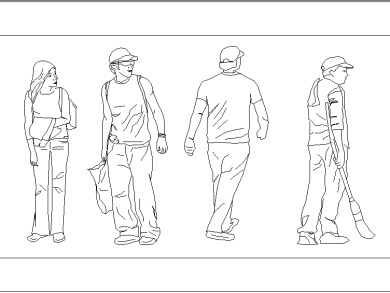 Bloques AutoCAD Gratis de Hombres con Vistas Frontal, Lateral y Posterior