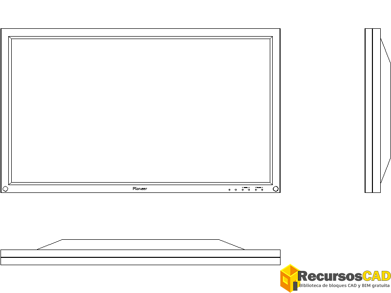 Bloque CAD de TV o Televisor en formato 2D DWG