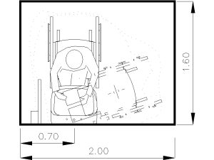 Bloque DWG de lavabo adaptado silla de ruedas planta