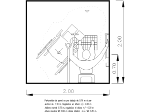 Inodoro accesible silla de ruedas en formato DWG para AutoCAD