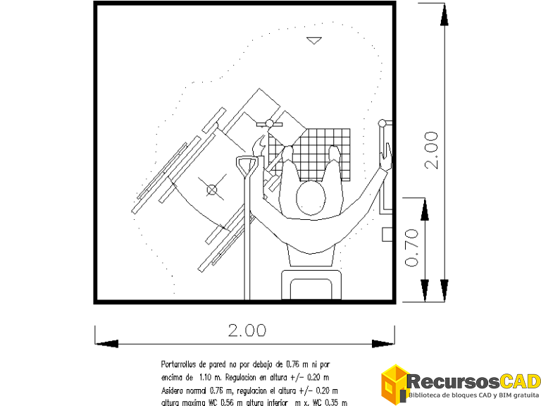 Bloques AutoCAD de baños para discapacitados en dwg en planta - RecursosCAD