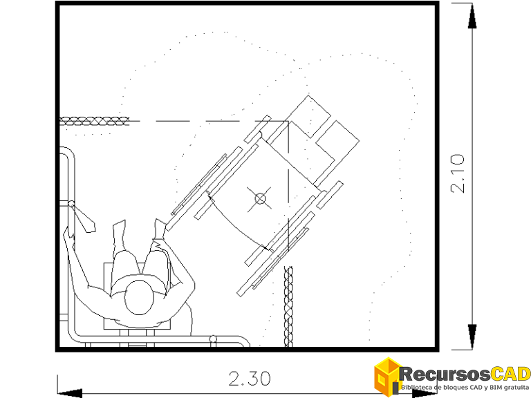 Bloques AutoCAD de baños para discapacitados en dwg en planta - RecursosCAD