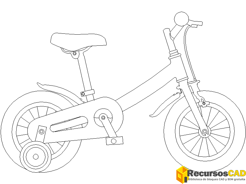 descargar bicicleta niño autocad dwg gratis bloque 2D infantil vista lateral