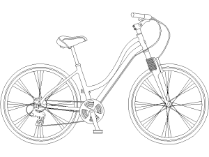 descargar bicicleta autocad dwg gratis bloque 2D urbano vista lateral