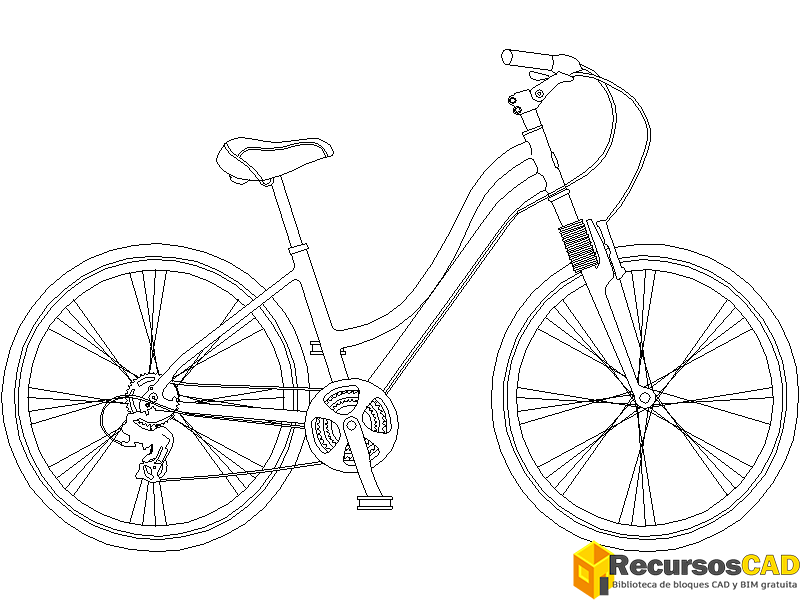 descargar bicicleta autocad dwg gratis bloque 2D urbano vista lateral