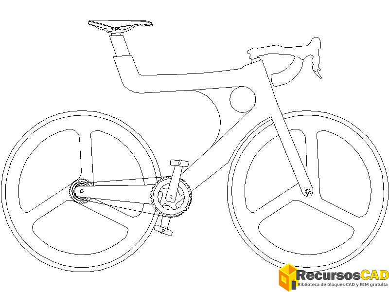 descargar bicicleta carretera autocad dwg gratis bloque 2D deporte