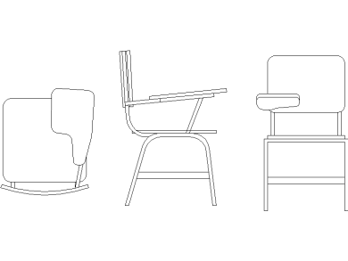Bloques AutoCAD de sillas en planta y alzado, CAD blocks DWG gratis