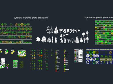 Conjunto de Bloques DWG AutoCAD Arboles en planta y alzado a color