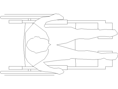 Bloques DWG personas hombre en silla de rueda vista en planta