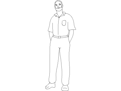 Bloques DWG personas hombre vista en alzado o frontal