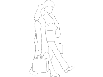 Bloques DWG personas hombre y una mujer caminando vista en alzado