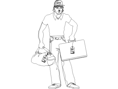 Bloques DWG personas hombre con maletas vista en alzado o lateral