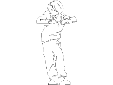 Bloques DWG niño de pie vista alzado